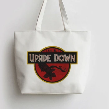 

Upside down Jurassic Canvas Tote bags Cartoon Shopping bag school Shoulder Reusable Shopper Grocery Bag GA488