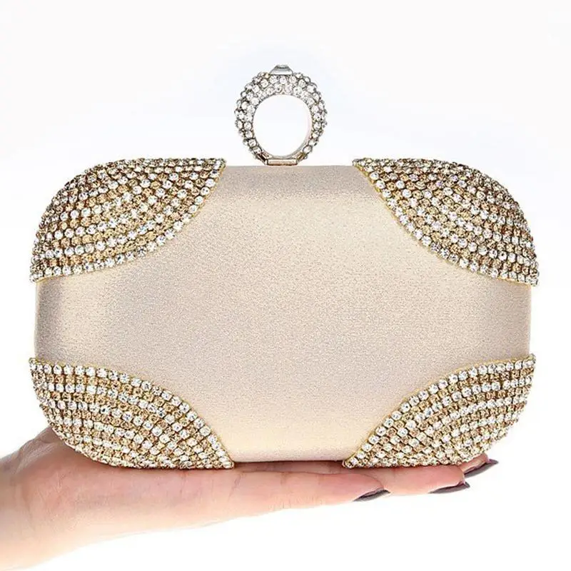

GLOIG Diamonds Women Evening Bags Chain Shoulder Purse Handbags One Side Rhinestones Evening Clutch Bags Wedding Party Purse
