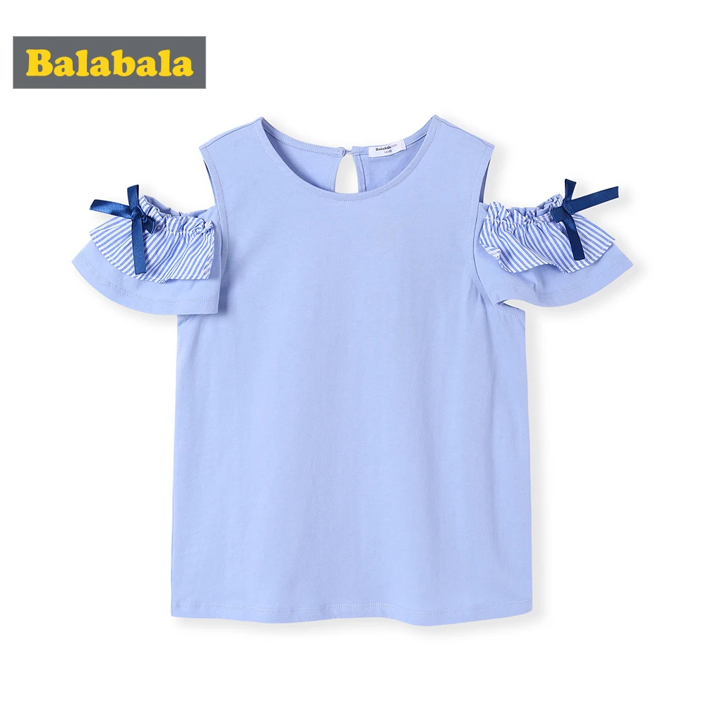 

BalabalaGirls t shirt short sleeve tshirt 2019 new summer children's wear cotton off the shoulder t shirt fashion