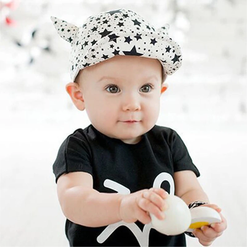 Small Baby Flanging Sync New Babies Hat And Peaked Cap Hat Devil Boy ...