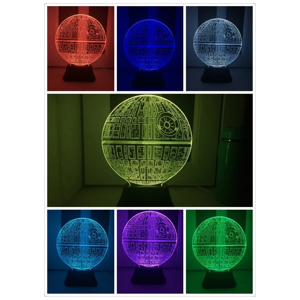 2017 Force Awakens Multi colored Death Star Table Lamp 3D Death Star font b Bulbing b