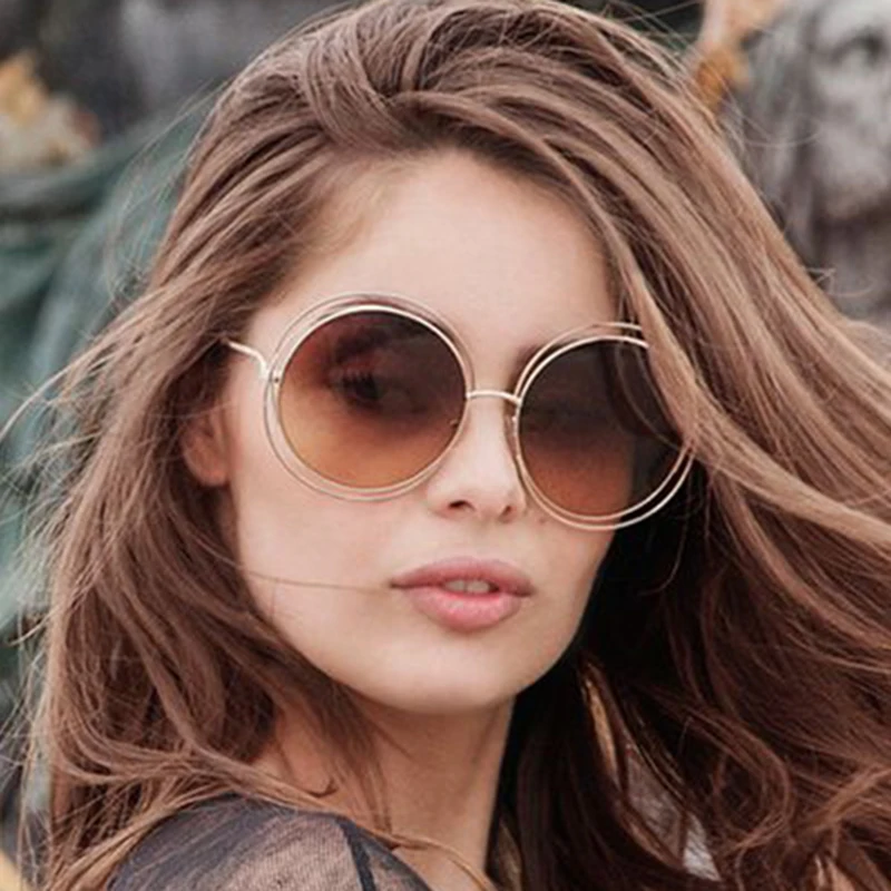 HAPIGOO 2018 Luxury Round Sunglasses Women Brand Designer Oversized Sun