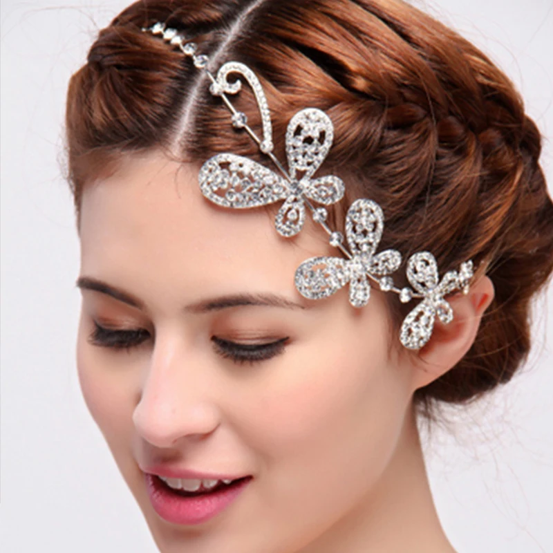 Bridal Tiaras Concise Crystal Butterfly Headband Hair Accessories New Fashion Head Tiaras Hair