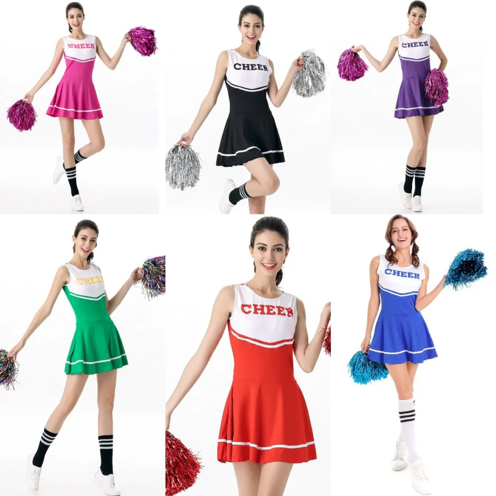 

2019 Cheerleading Stage Dress Cheerleader Suits Sets Aerobics Costumes Sleeveless Dress Basketball Soccer Cheerleader Uniforms