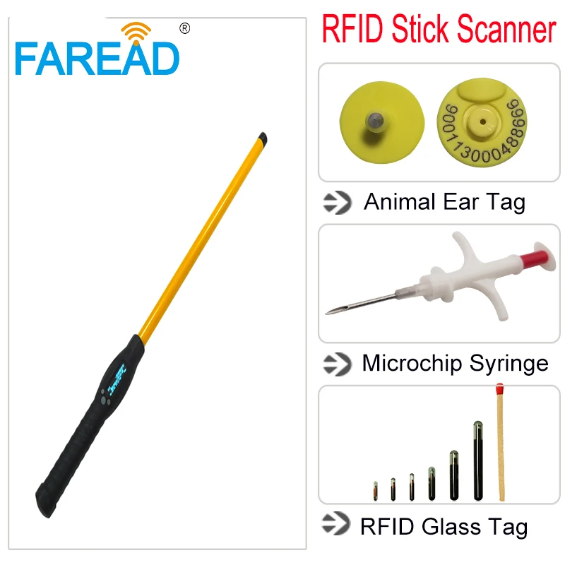 Rugged ISO11784 11785 Bluetooth and USB NAIT(NZ)/ NLIS(AU) FDX-B HDX Cattle tag scanner Animal stick reader for livestock farm