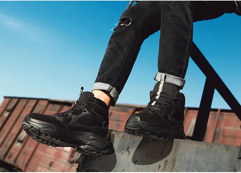 Men's Trainers Chunky Sneakers Dad Shoes High Platform Black Shoes Mens Sneakers Mesh Footwear Men Platform Sneakers High Top basketball shoes (12)