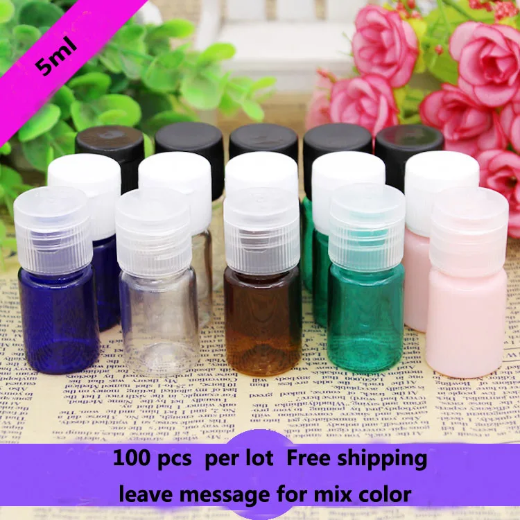 

100 pcs per lots 5ml Flip bottle Essence, emulsion sample test bottle perfume cosmetic Sub - bottling can be mix color