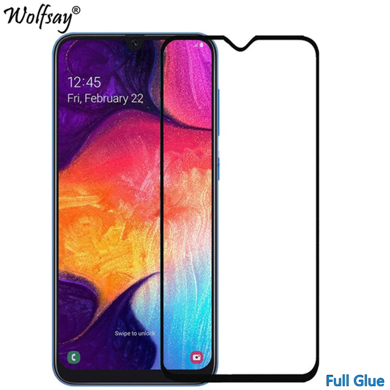 

2PCS Full Glue Screen Protector For Samsung Galaxy A50 Tempered Glass Full Cover for Samsung A50 A505F 9H 2.5D Premium Film