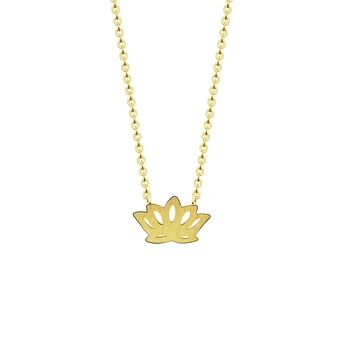 

10PCS Handmade Jewelry Yoga Gold Chain KARMA Buddha Lotus Flower Shaped Pendant Necklace For Women collares Collier Femme colar