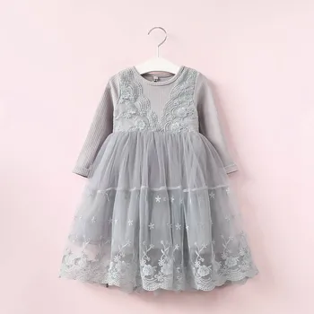 

Lace Girls Tutu Dress Brand Children's Clothing Long Sleeve Winter Warm Flower Girls Dress Cotton Fashion Kids Baby Dresses