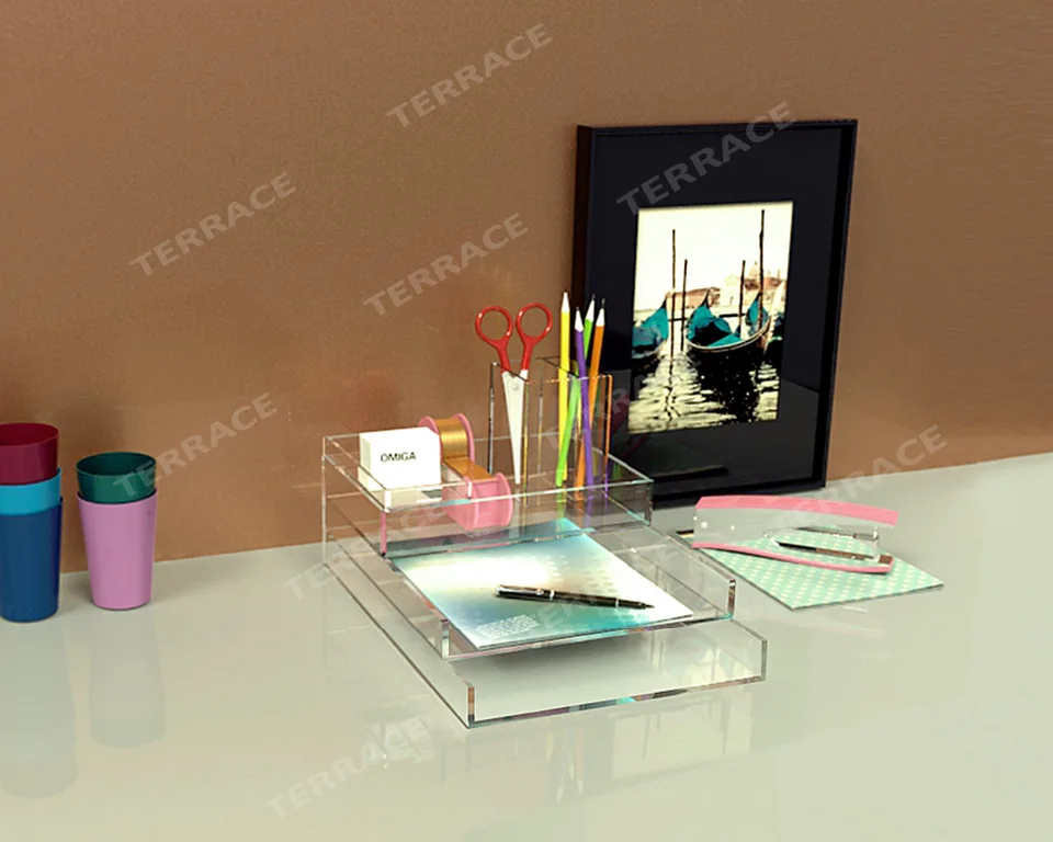 Acrylic Stationery Desk Accessories Organizer Lucite Home Office File Letter Tray Perspex Pen Box Name Card Holder Holder Box Accessories Tieaccessories Captiva Aliexpress