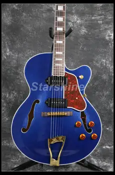 Starshine Hollow Body Electric Guitar YL-JZ80 Jazz Guitar Grover Tuner P90 Pickups Metal Blue Color
