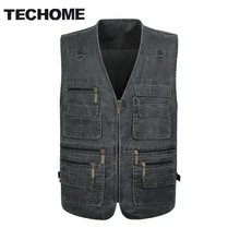 2016 Summer casual men vest sleeveless jacket Male Plus Size Vest Men Multi Pocket vest men