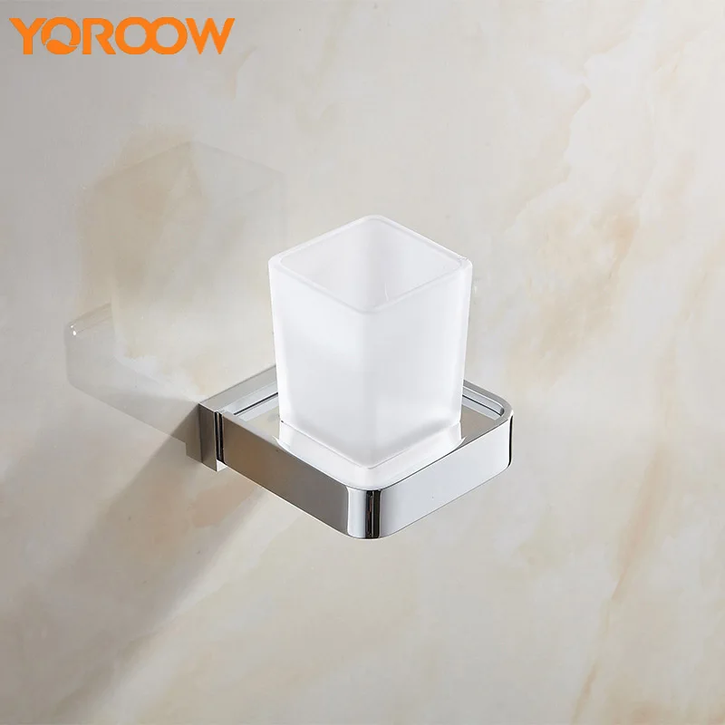 

Modern Aluminum Single Cup Bathroom Mouthwash Square Bathroom Toothbrush Cup Holder Bath Wall Mounted Hardware AYP0009