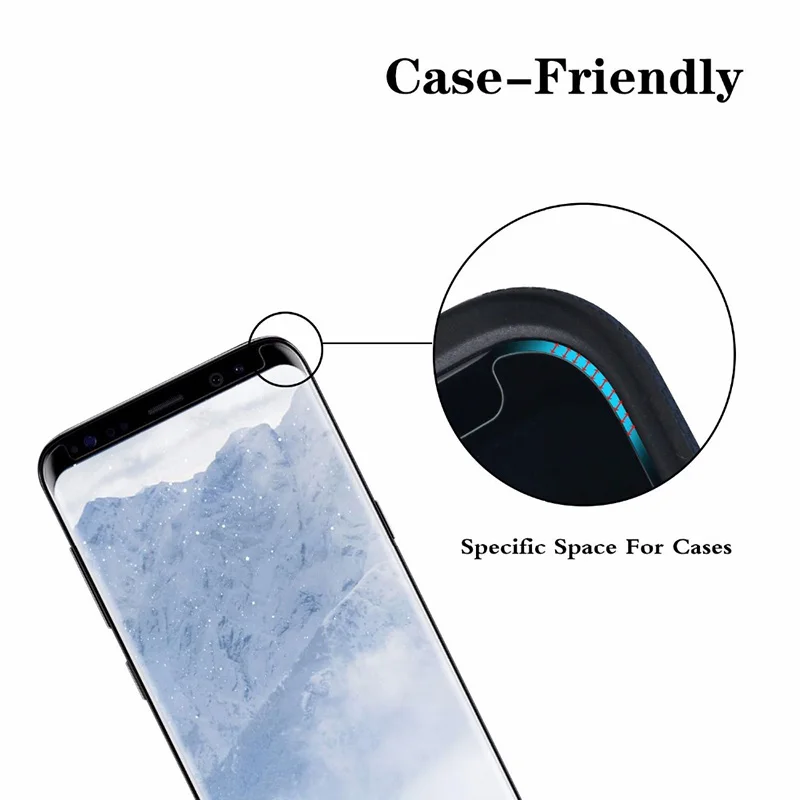 Для samsung Galaxy Note8 S8 S9 Plus Защитная пленка для экрана 9H 3D изогнутая защитная пленка, стекло чехол дружественное закаленное стекло полуизогнутое