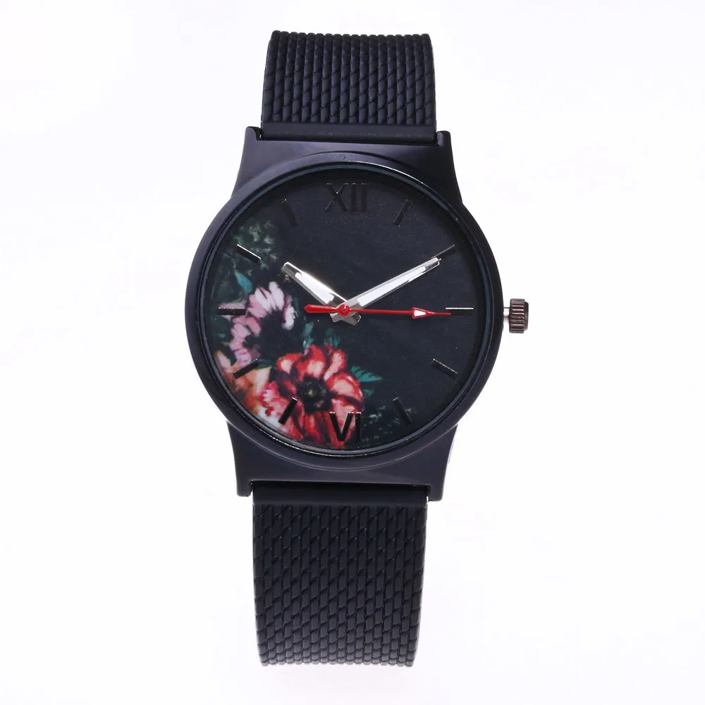 

Watches Women Quartz Floral Print Luxury Ladies Watch Women Silicone Band Military Wristwatch Relogio Feminino 18OCT13