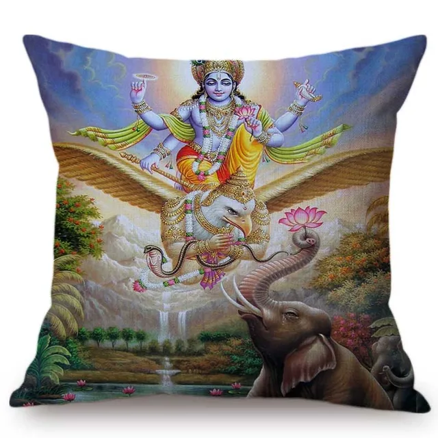 India Buddhism Worship Home Decorative Pillow Case Cotton Linen