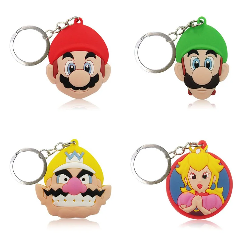 

2-4PCS PVC Keychain Mini Anime Cartoon Figure Super Mario Bro Key Ring Keychain Key Holder Fashion Trinkets Kids Toy Pendant