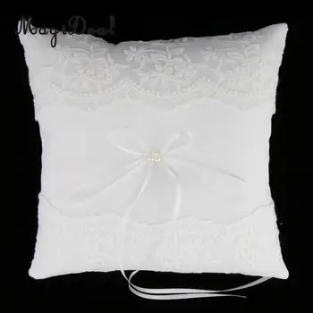 

MagiDeal Romantic Wedding Ceremony Party Pearls Lace Ring Pillow Cushion Bearer Ring Display Holder for paety White 20 x 20 cm
