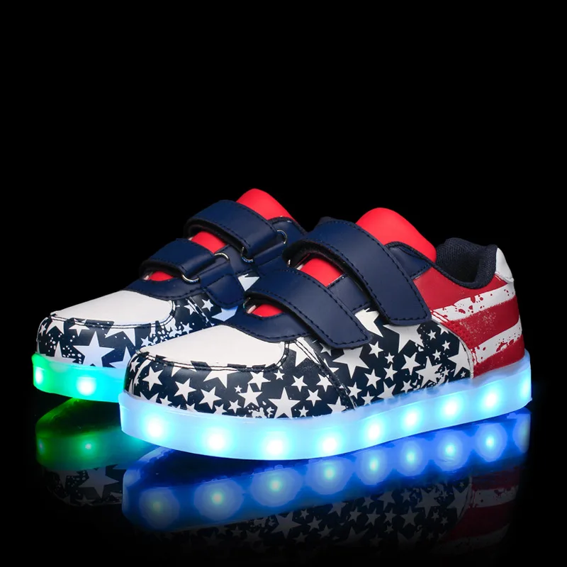 

Size 25-35 Luminous Sneakers USB Charge Children Shoe Boy Girl Glowing Tennis Kids Light up Shoes Basket Led Shoes With Light Up