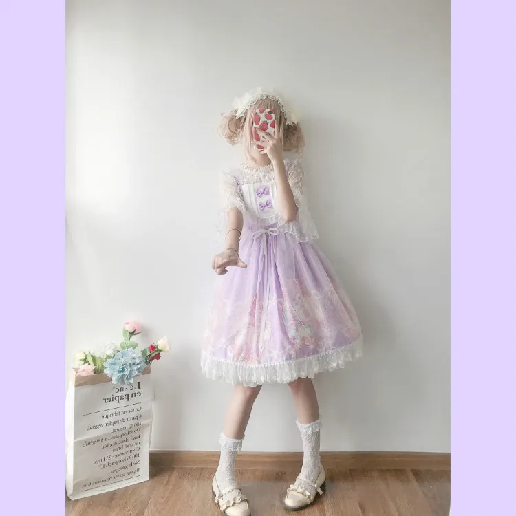 Cosplay&ware Kawaii Clothing Japanese Fashion Lolita Jsk Dress Women Summer Cute Bow Cat Strap Gothic Tea Party Sweet -Zentai shop online