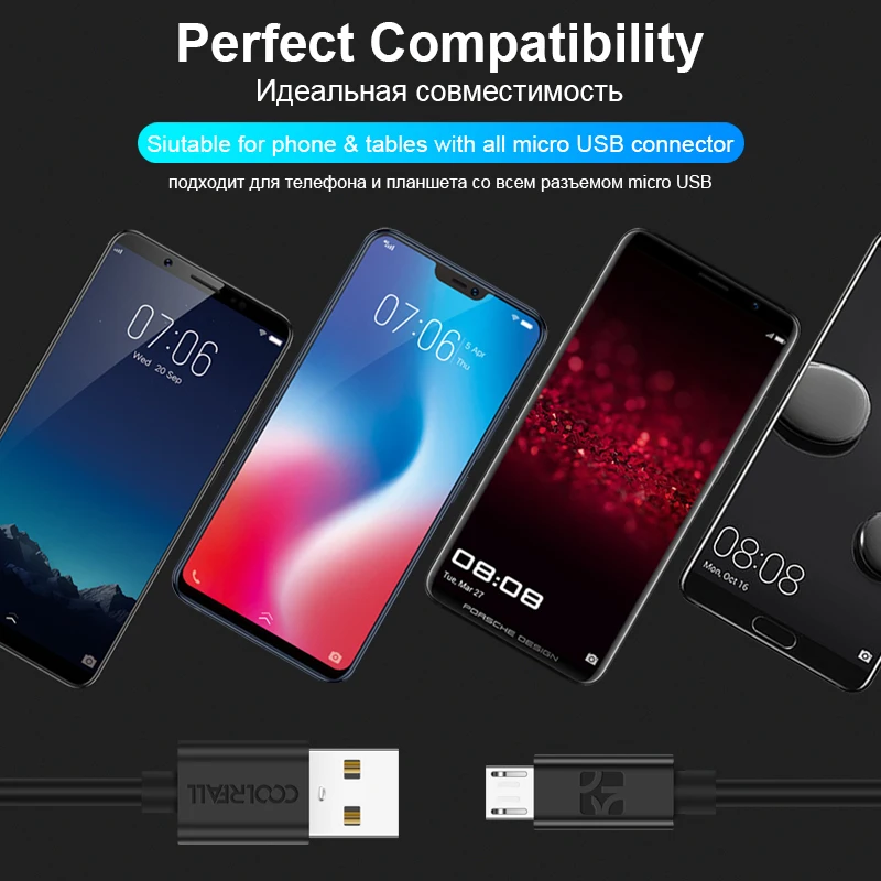 Coolreall Micro USB Cable 2A Fast Charge USB Data Cable for Samsung S7 Xiaomi Redmi LG Tablet Android Mobile Phone Charging Cord Coolreall Micro USB Cable 2A Fast Charge USB Data Cable for Samsung S7 Xiaomi Redmi LG Tablet Android Mobile Phone Charging Cord