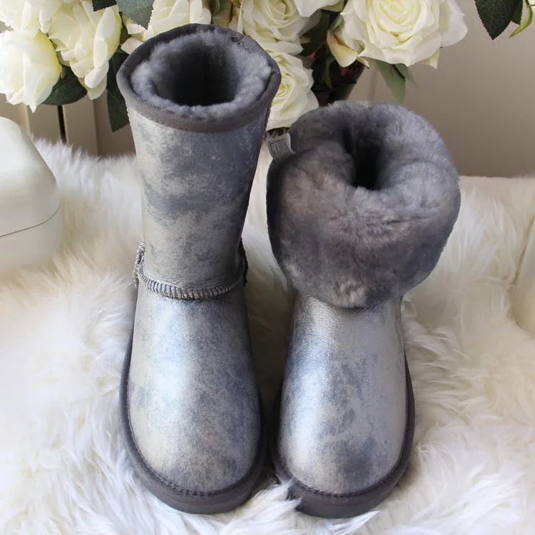 metal As sand De grey Caliente Nieve Invierno La Chocolate 100 chestnut Mujeres metal Cuero Natural Para Piel metal black Grey Australia chocolate Pic Lana Mujer Clásico Grey Oveja Black Botas Genuino zqHwwCg