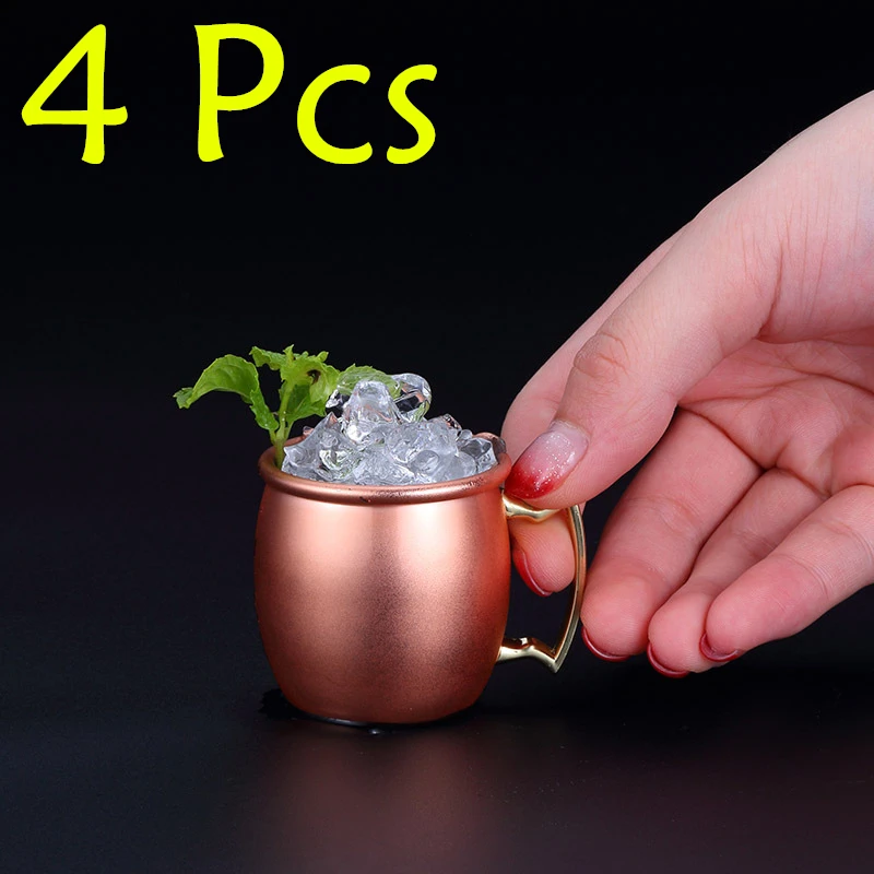 4pcs Mini 2 Ounce Stainless Steel Moscow Mule Mug Copper Mug Shot Mugs