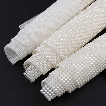 

1 Sheet 50*29.5 CM Half Round Imitation Pearls Beads Trim Hotfix Pearl Mesh Trim For Wedding Dress Decoration/Garment