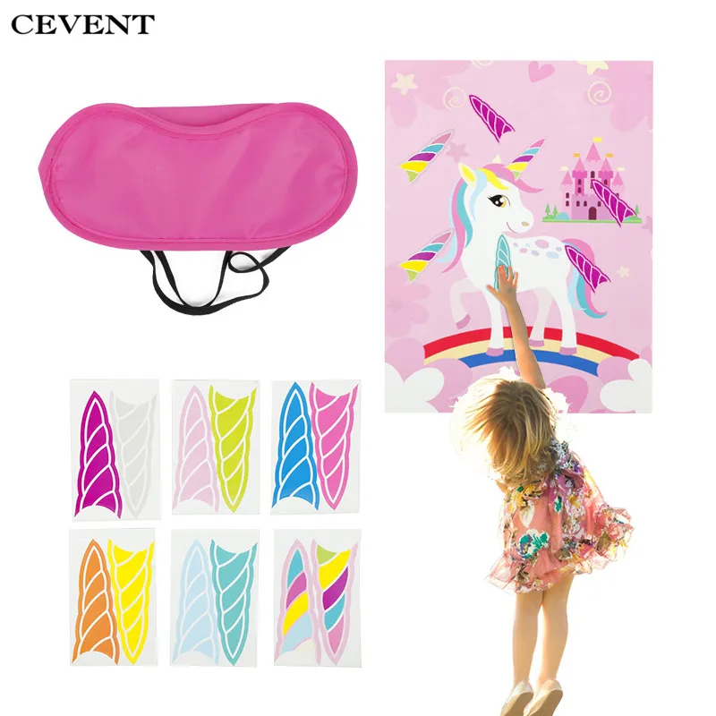 

CEVENT 1set The Horn On Unicorn Party Game Kids Birthday Party Rainbow Unicorn Decorative Festive Party Decoration Home Game