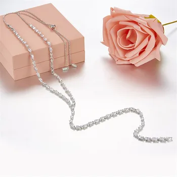 

[MeiBaPJ]The Big European and American Pure S925 Sterling Silver Water Drop Necklace AAA Zircon Tassels Necklace For Women