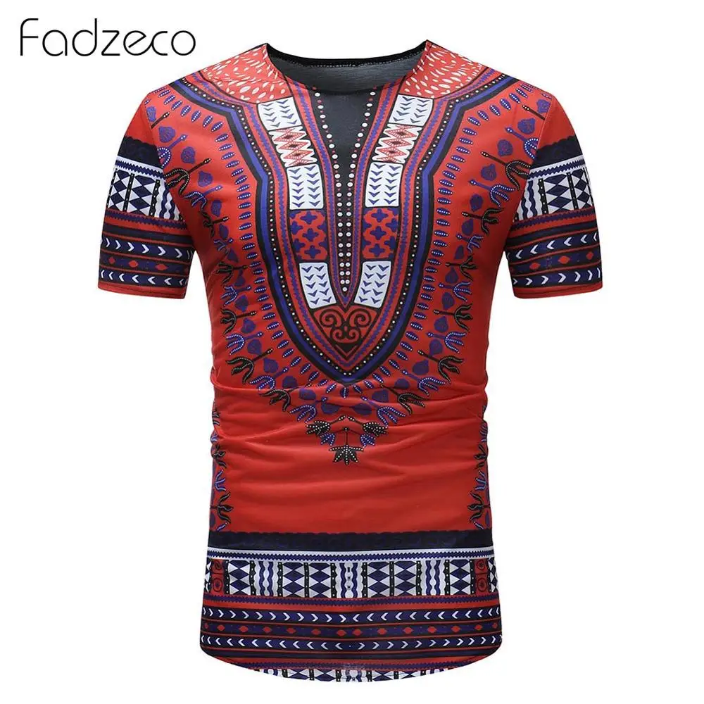 

Fadzeco Men African T-Shirt Summer Dashiki Short Sleeve Crew Neck Tribal Print Shirts Blouse Tops Male Ethnic Style Tees