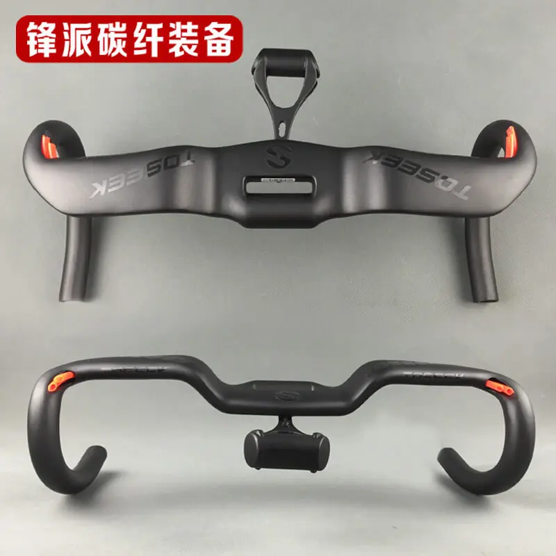 

TOSEEK Full Carbon Fiber 31.8mm Handlebar With Code Table Frame BMX Road Bike Bent Bar Handlebar 380/400/420/440mm Matt Gray