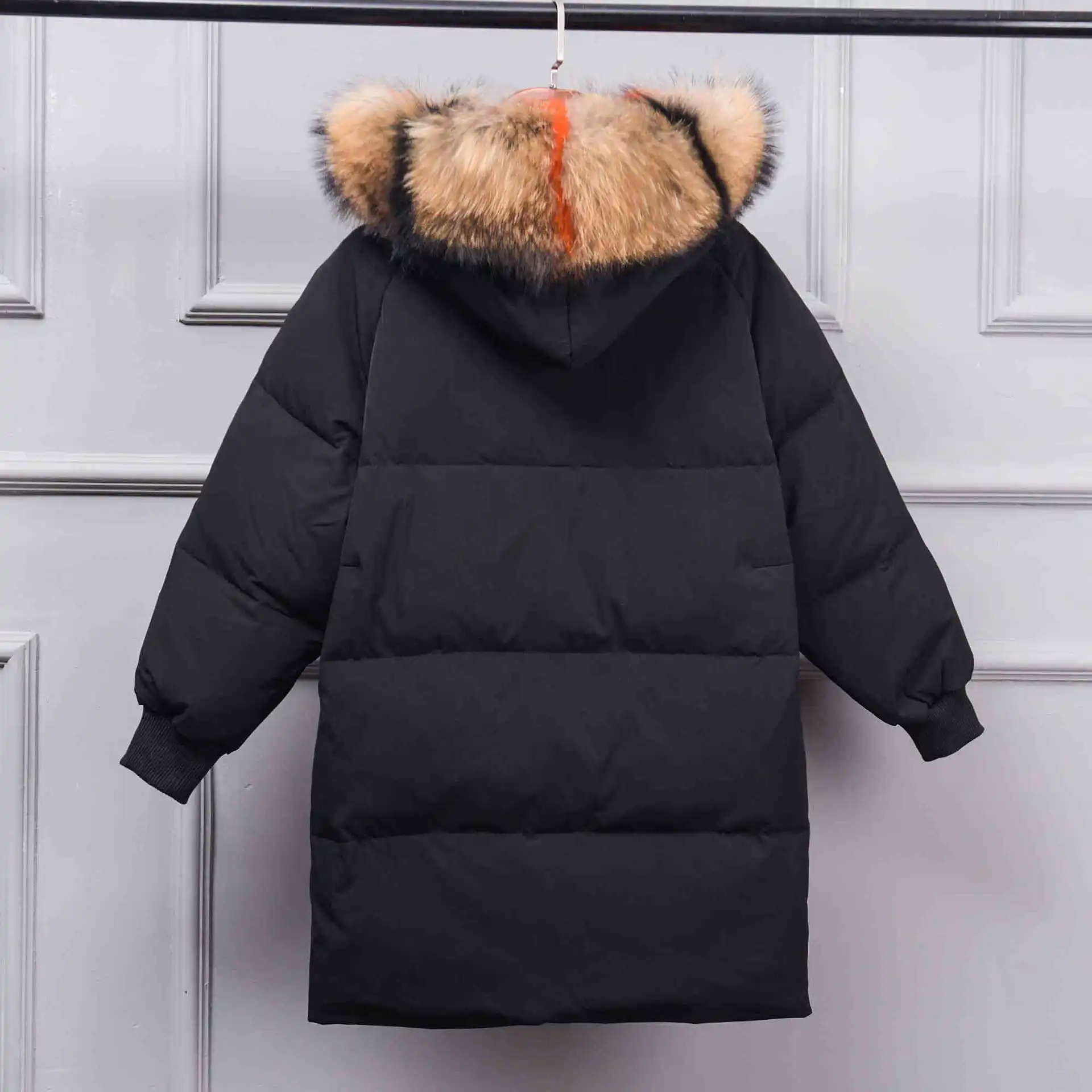 Новая женская зимняя куртка на утином пуху, длинное Свободное пальто с меховым капюшоном размера плюс 5XL, Теплая Верхняя винтажная Повседневная Верхняя одежда Doudoune AC188
