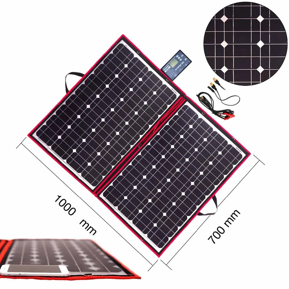 Dokio 18 в 100 Вт солнечная панель 12 В Гибкая Складная солнечная зарядка мобильный телефон usb наружная солнечная панель s для кемпинга/лодки/дома