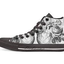 Цветочное Анатомическое Сердце дизайн дышащий Повседневный высокий Топ на шнуровке холщовая обувь кеды