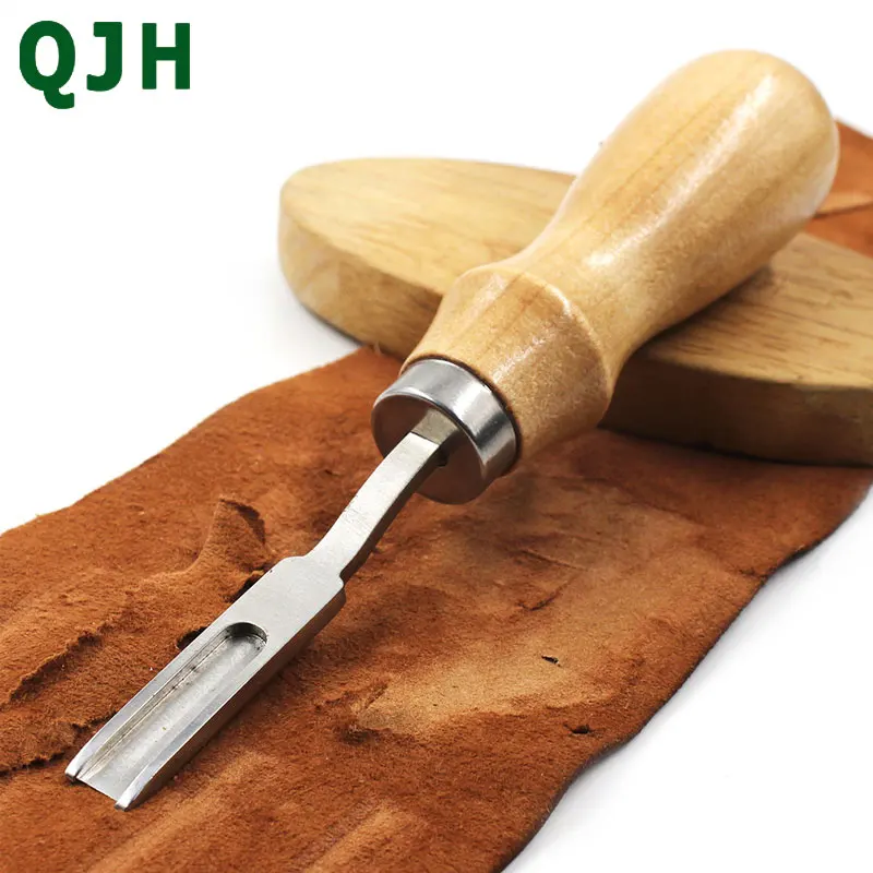 

DIY Handmade French Style Leather Edge Beveler Cutting Skiving Trimming Edge Cutting Knife for Leather Craft Tool Wood Handle