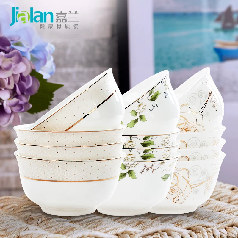 US $95.27 Granville Home Steamed Rice Ceramic Bowl 10 Bowls Of European Bone Eat A Bowl Of Bowl Set 45 Inch Customizable
