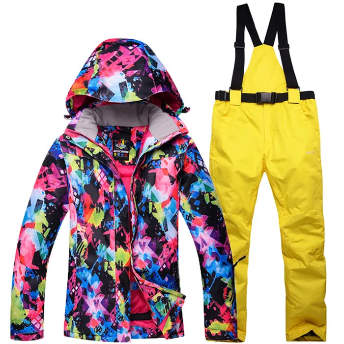 Новые зимние куртки женские Сноубординг зимняя спортивная одежда, лыжные наборы водонепроницаемые толстые-30 теплый костюм куртки+ брюки - Цвет: a6