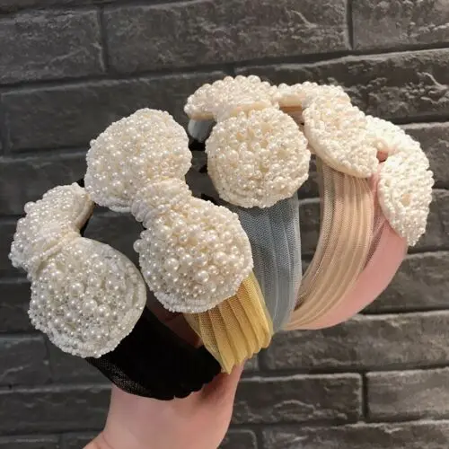 

Women Fabric Hairband Twist Bow Knot Cross Headband Girl Hair Band Headwear Pearl Tie Hairband Crystal Knot Hair Accessories