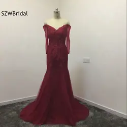 Новое поступление настоящая фотография сексуальный V Дизайн Длинные maroom красные вечерние платья 2019 торжественное вечерние платья Vestido de festa