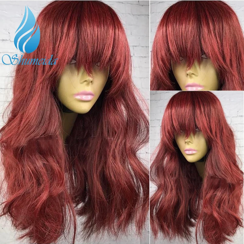 

SHD 13x6 Lace Front Human Hair Wig with Bang Brazilian Remy Hair Body Wave Pure Color 530# Pre Plucked with Baby Hair