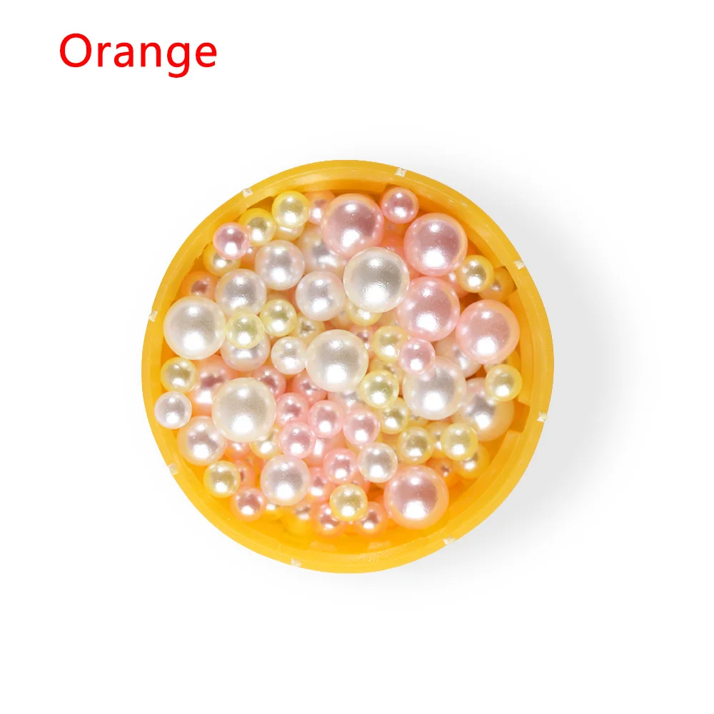 500Pcs/Bag 2.5-5mm Mix Rainbow Color Round UV Resin Imitation Pearl Beads No Hole Loose Beads DIY Jewelry Necklace Making Craft - Цвет: Orange