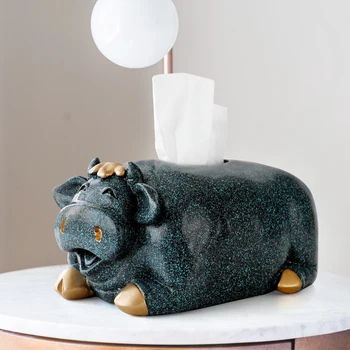 

Pig Sculpture art cute tissue box car tissue holder container home decor Table Baby Kitchen tissue holder for dinning table