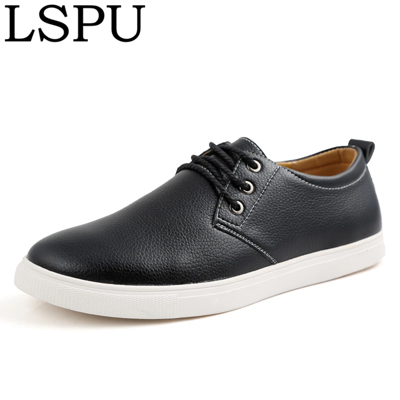 

2019 New Arrival Spring Autumn Men Casual Shoes Lace Up Breathable Men Skateboard Shoes Fashion Leather Shoes Plus Size 38-49