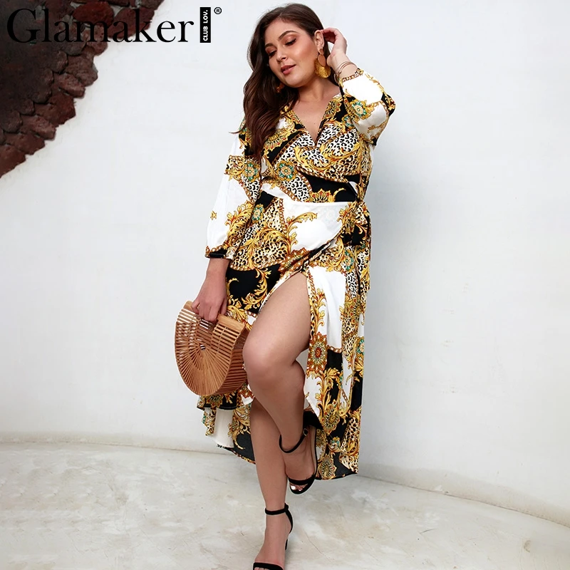 Женское длинное платье в стиле бохо Glamaker Повседневное с цветочным принтом