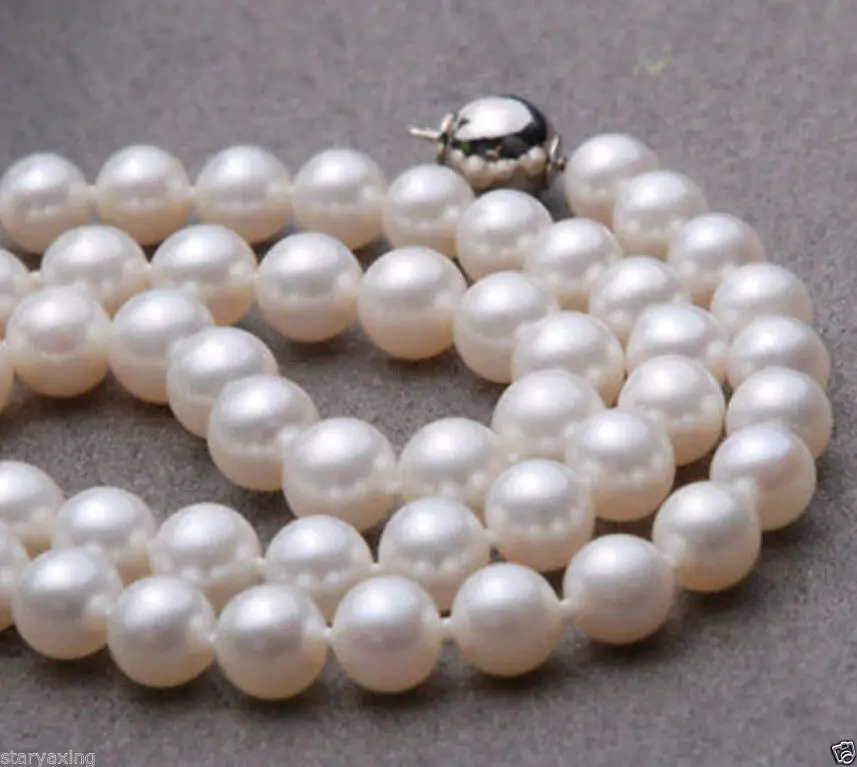

AAA+ 9-10MM PERFECT WHITE ROUND SOUTH SEA PEARL NECKLACE 18" 14K GOLD CLASP