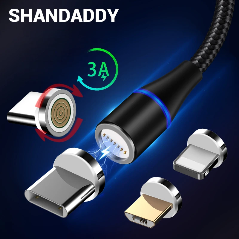 

3A Magnetic Micro Usb Type c Charger Data Sync LED Fast charge 3.0 cable for IOS Android support for huawei FPC super charge