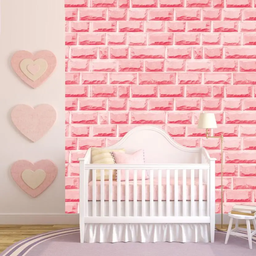 3d Pink Brick Wallpaper Stickers Sweet Girls Room Bedroom Wallpapers