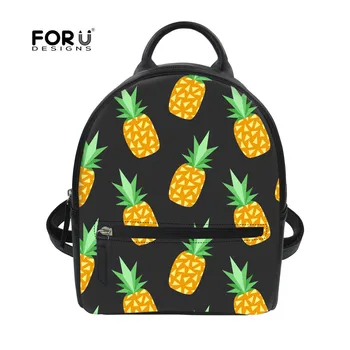 

FORUDESIGNS Pineapple Pu Backpack For Women Fashion Small Teenager School Shoulder Bags High Quality Female Korean Style Daypack